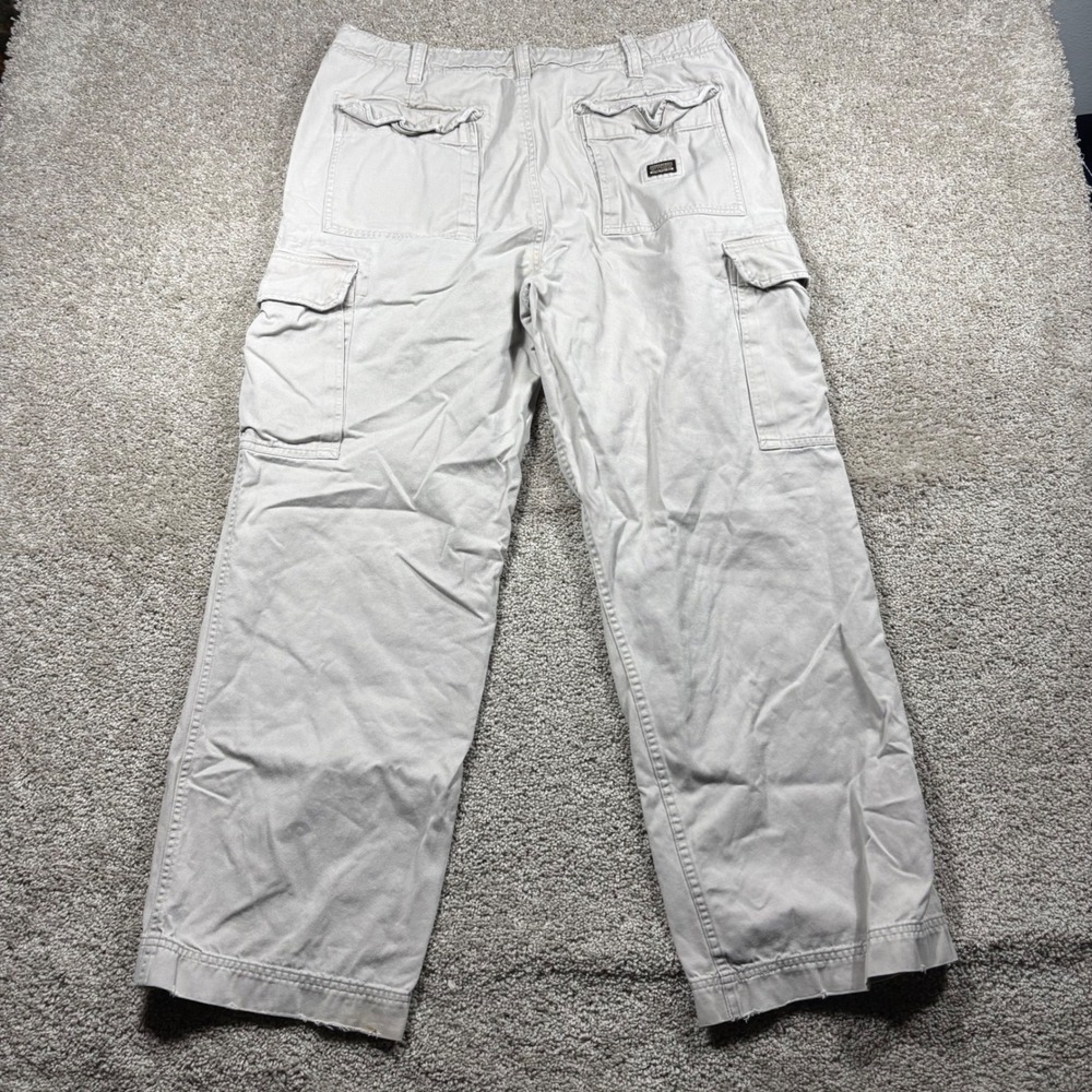 Abercrombie & Fitch Mens 38R Khaki Cargo Pants Relaxed Wide Leg Cotton Y2K Tan